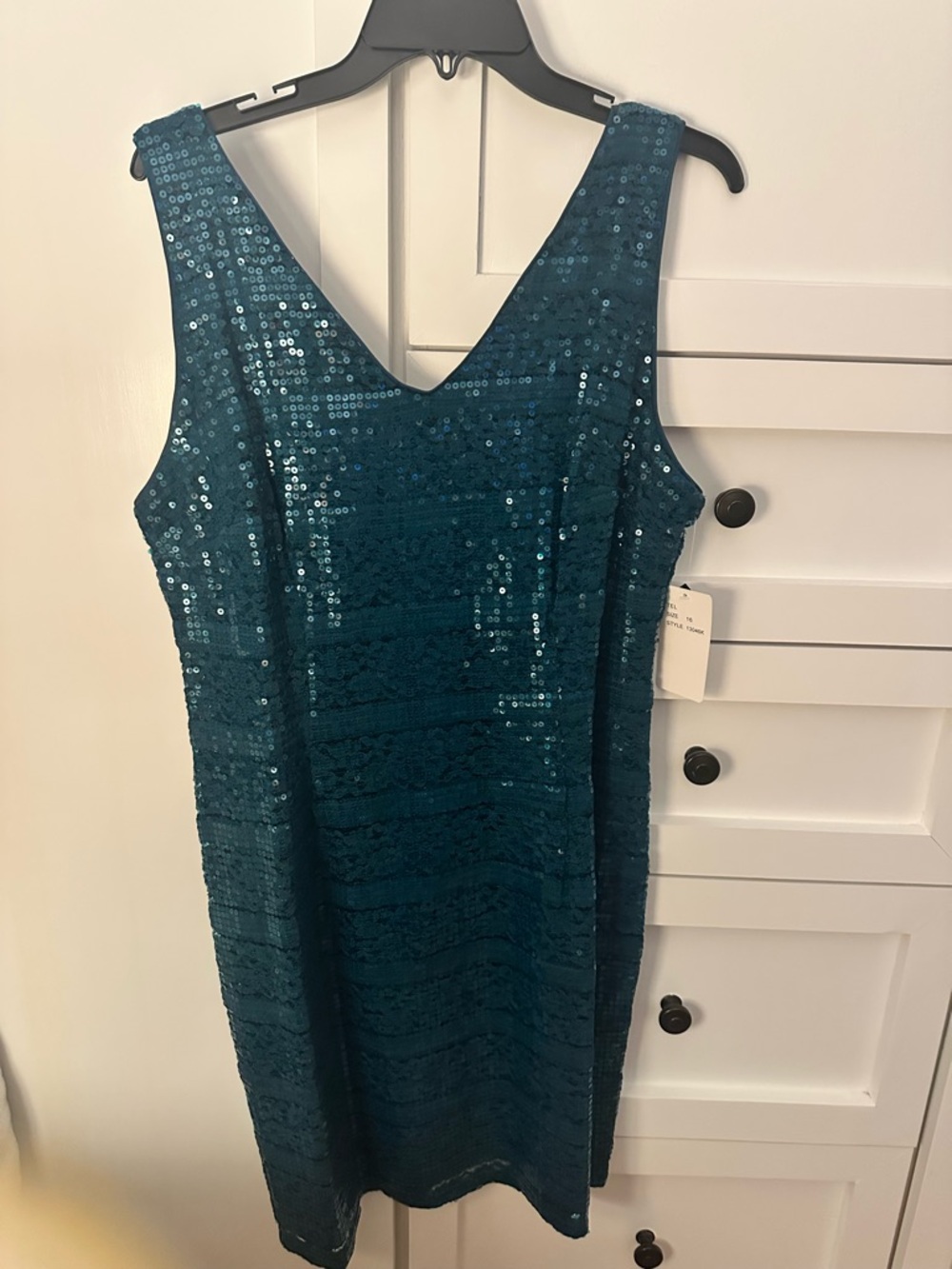 SD Collection Teal Sequin V-Neck Midi Dress